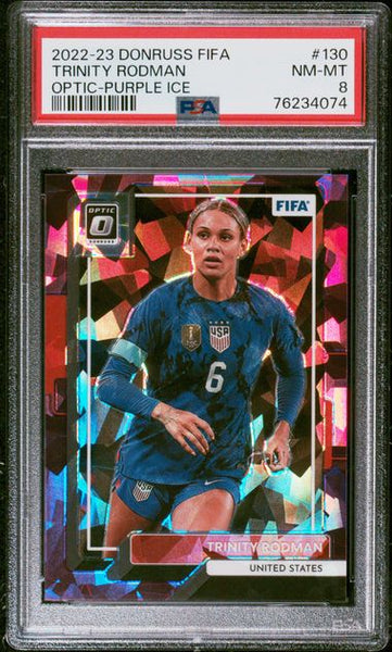 2022 PANINI DONRUSS FIFA TRINITY RODMAN OPTIC-PURPLE ICE #130 PSA 8