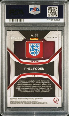 2022 Panini Prizm World Cup Qatar #93 Phil Foden Blue Choice PSA 9