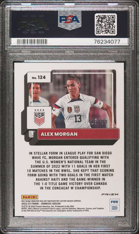 2022 PANINI DONRUSS FIFA ALEX MORGAN OPTIC-BLUE #124 PSA 9