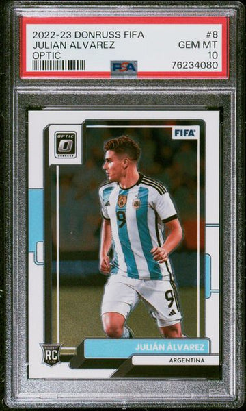 2022 PANINI DONRUSS FIFA JULIAN ALVAREZ OPTIC #8 PSA 10