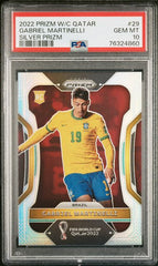 2022 PANINI PRIZM WORLD CUP QATAR GABRIEL MARTINELLI SILVER PRIZM #29 PSA 10