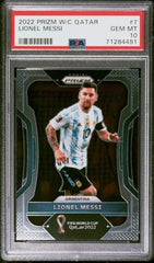 2022 PANINI PRIZM WORLD CUP QATAR LIONEL MESSI #7 PSA 10