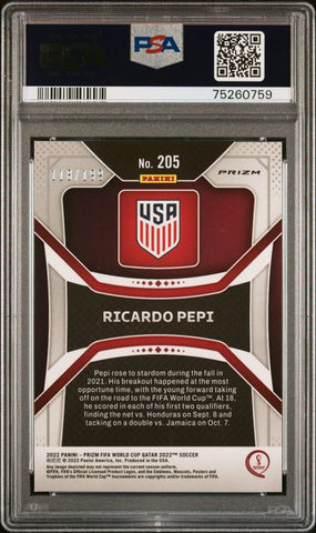 2022 WORLD CUP QATAR SOCCER CARDS RICARDO PEPI #205 PURPLE PRIZM PSA 8