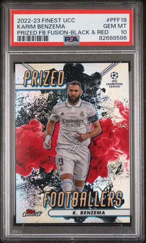 2022-23 Topps Finest UCL Benzema Prized Footballers RED BLACK Fusion SSP PSA 10!