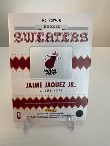 2023-24 NBA Hoops Rookie Sweaters Heat Logo Jaime Jaquez Jr. Patch Card #RSW-JJJ