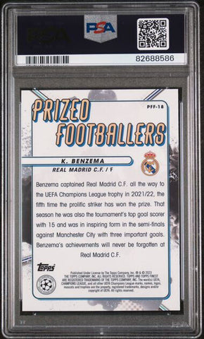 2022-23 Topps Finest UCL Benzema Prized Footballers RED BLACK Fusion SSP PSA 10!